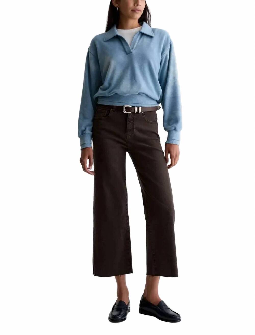 NEW AG JEANS saige wide leg crop jeans in burnt umber